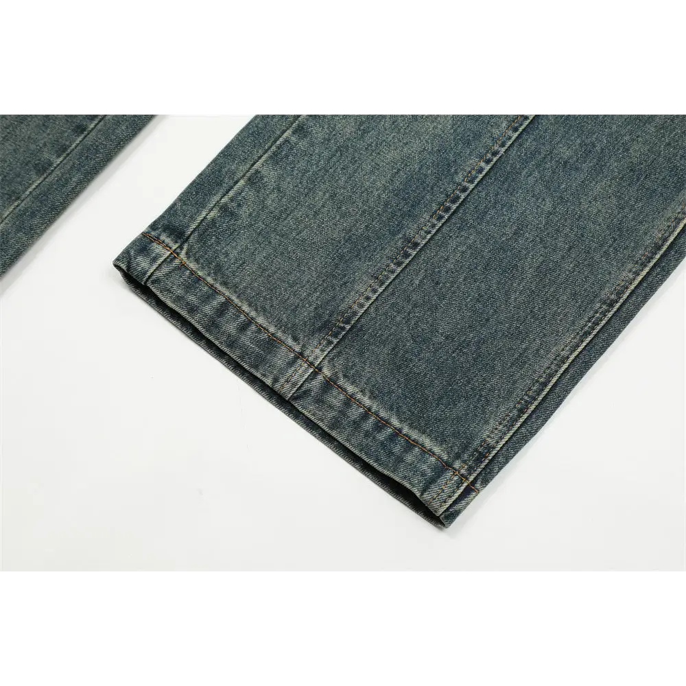 Washed Denim Straight-leg Trousers Men