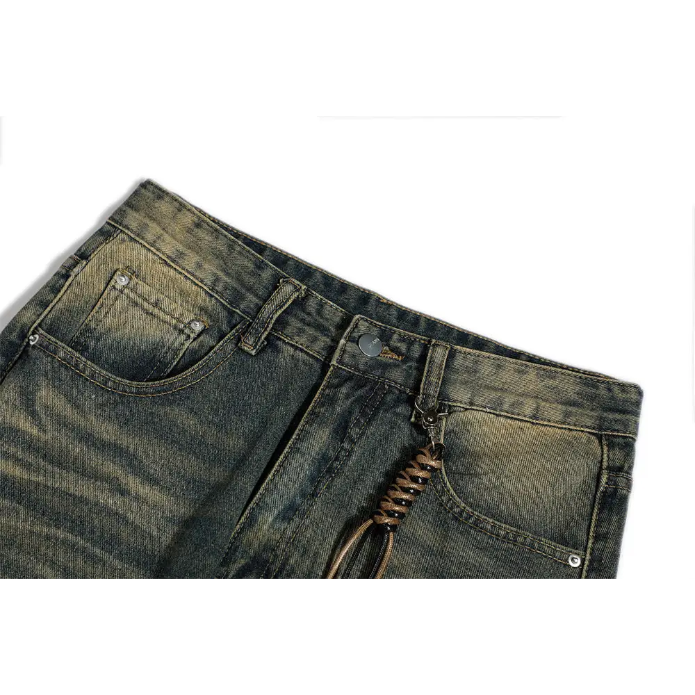 Washed White Denim Bootcut Trousers Men
