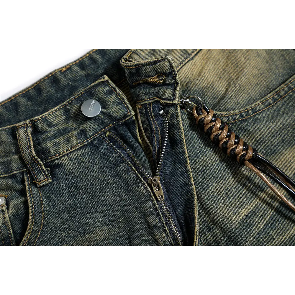Washed White Denim Bootcut Trousers Men