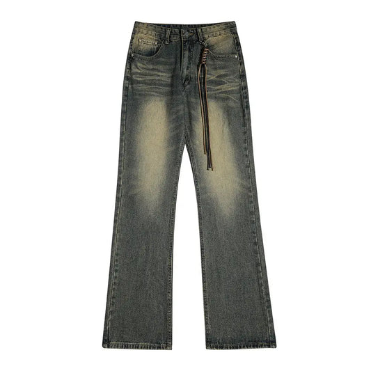 Washed White Denim Bootcut Trousers Men