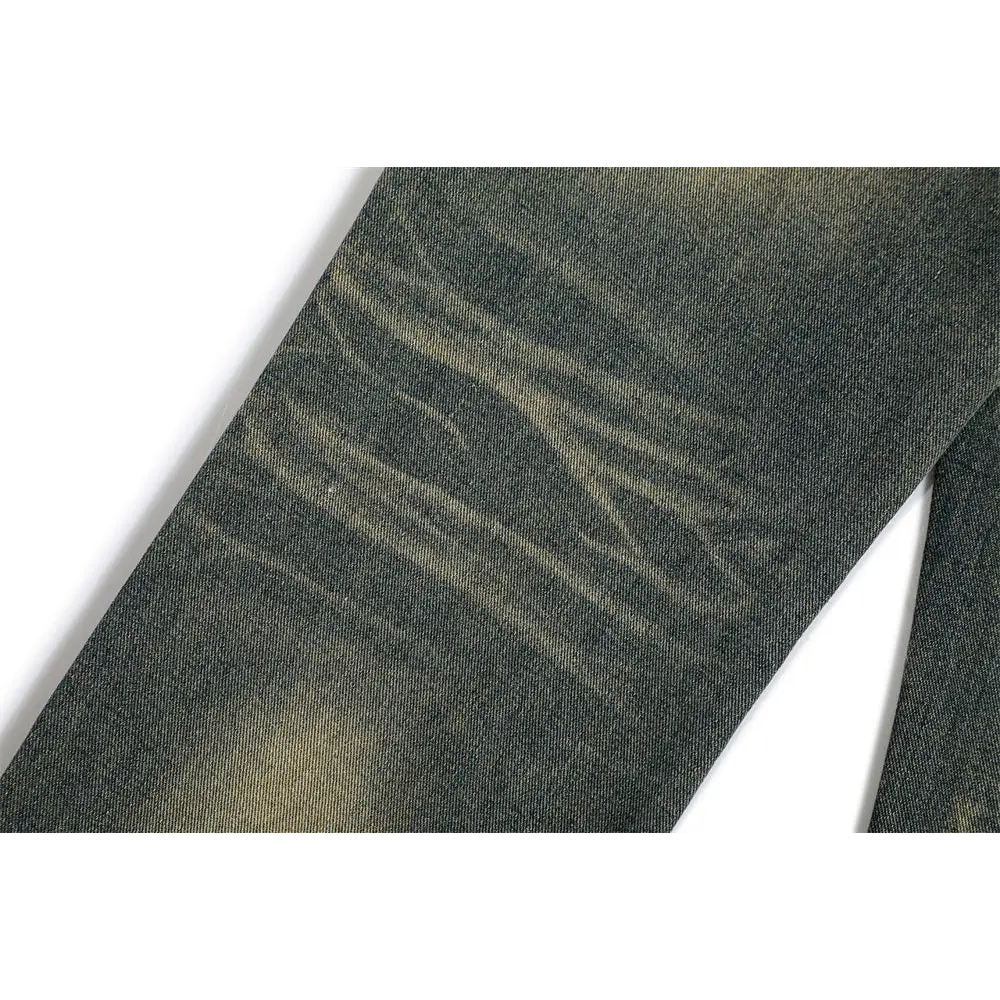 Washed White Denim Bootcut Trousers Men
