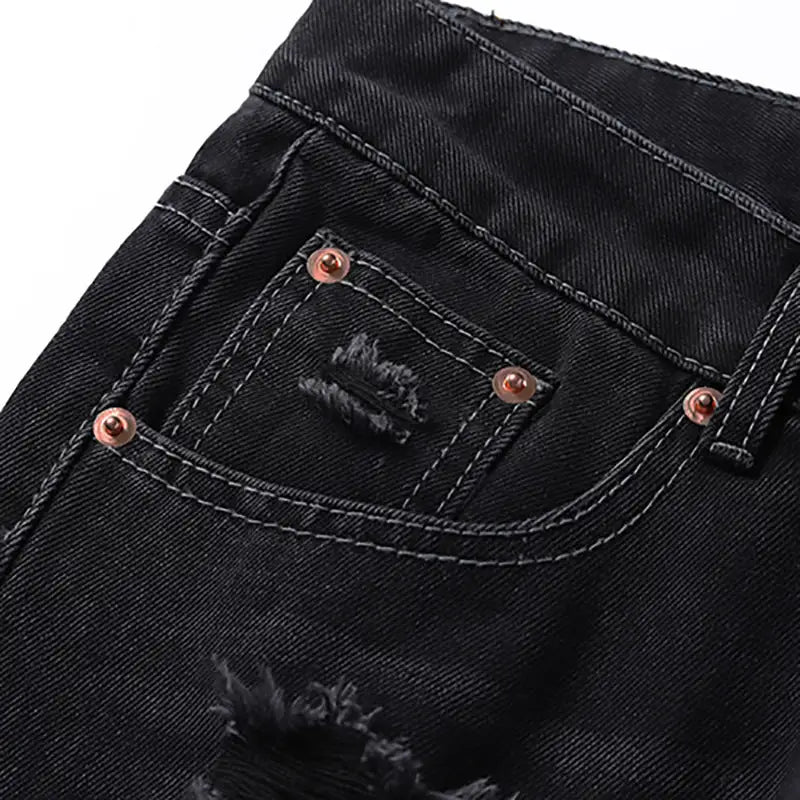 Washing Hole Denim Bootcut Trousers Men