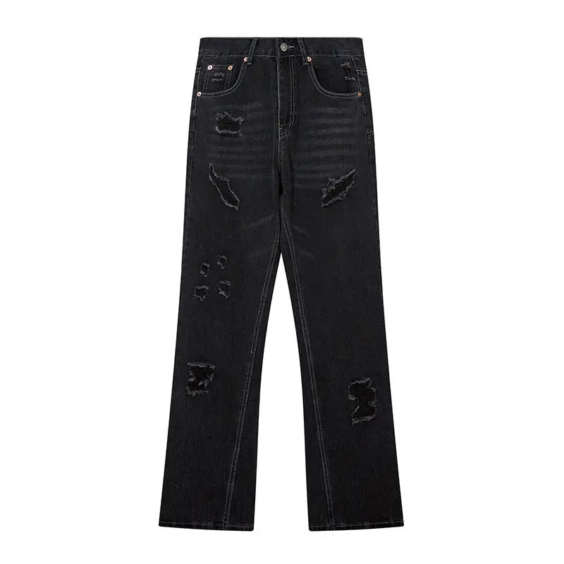 Washing Hole Denim Bootcut Trousers Men