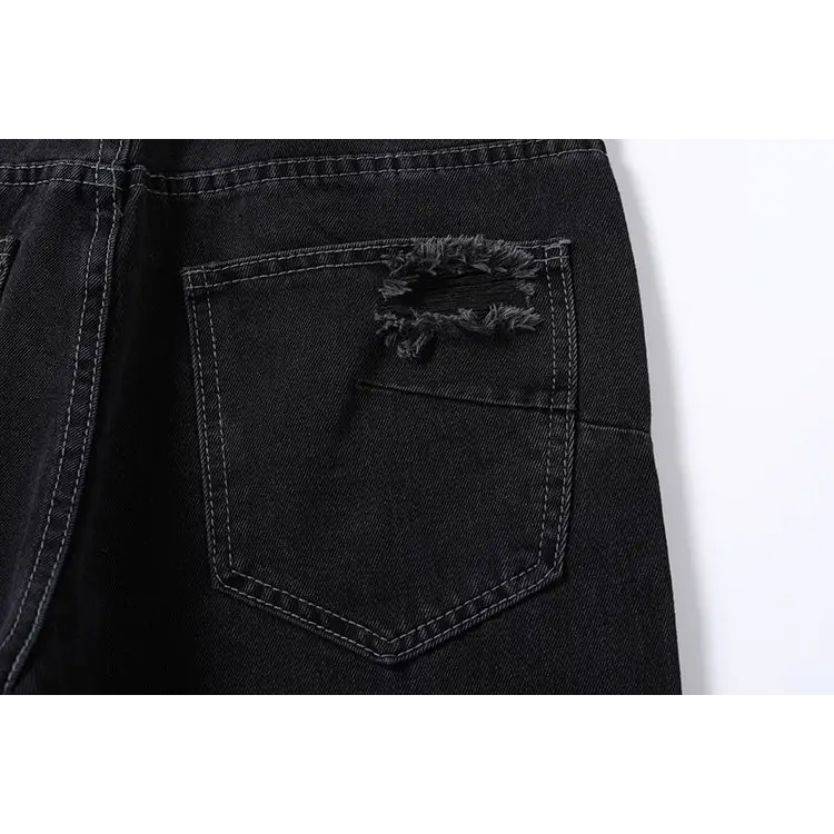 Washing Hole Denim Bootcut Trousers Men