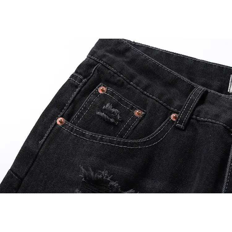 Washing Hole Denim Bootcut Trousers Men