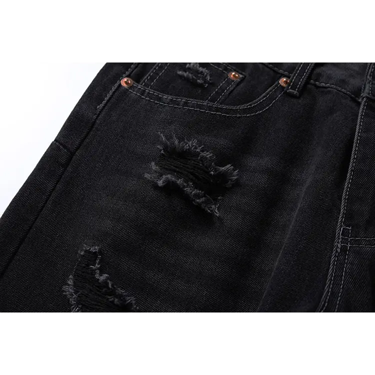 Washing Hole Denim Bootcut Trousers Men