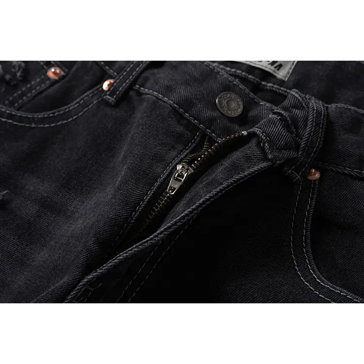 Washing Hole Denim Bootcut Trousers Men
