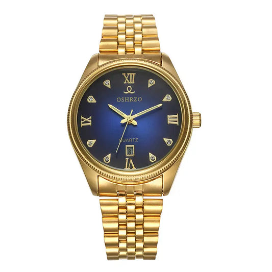Watches wholesale non mechanical high grade men's steel belt watch calendar quartz table explosion golden IPG plating - Beyond Trends Hub 