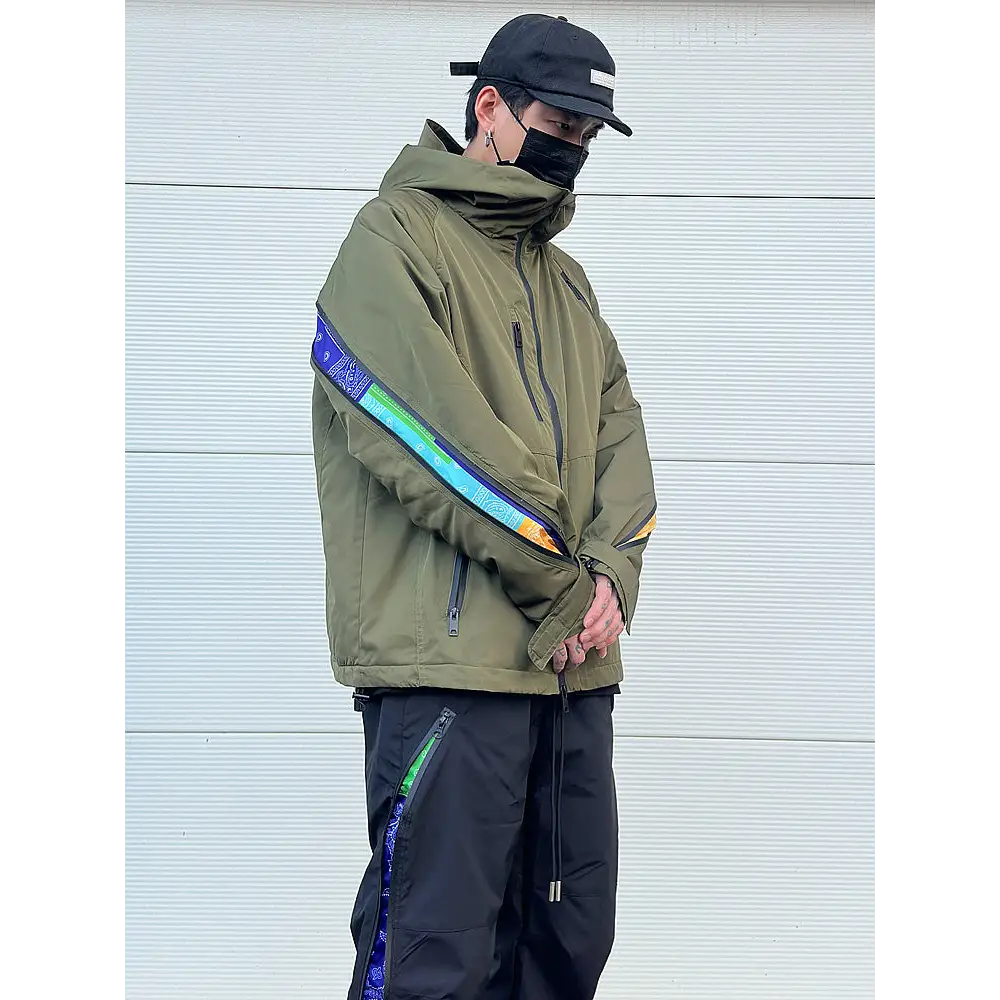 Waterproof Zipper Splicing Cashew Flower Clip Cotton Coat For Men And Women Beyond Trends Hub