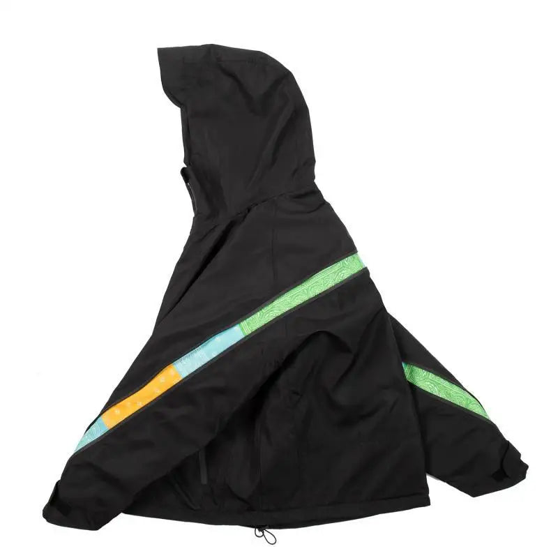 Waterproof Zipper Splicing Cashew Flower Clip Cotton Coat For Men And Women Beyond Trends Hub