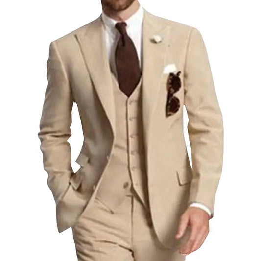 Wedding Banquet Plus Size Cross-border Suit Men - Khaki / XXS