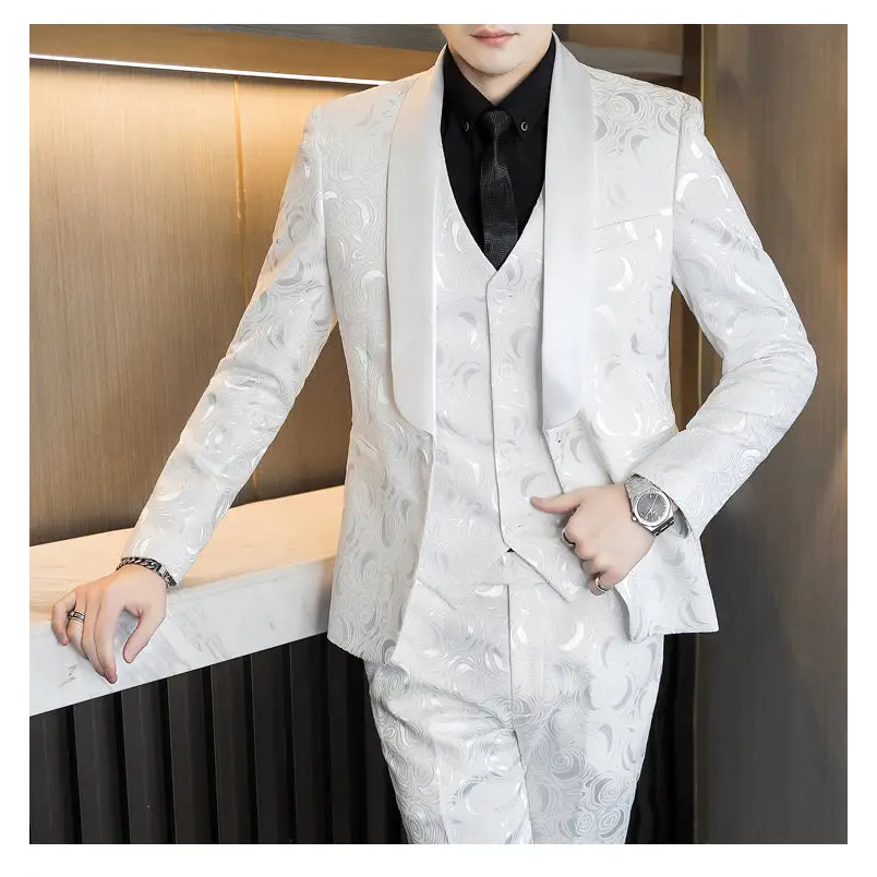 Wedding Embossed Dress Suit Three-piece Suit For Men Beyond Trends Hub