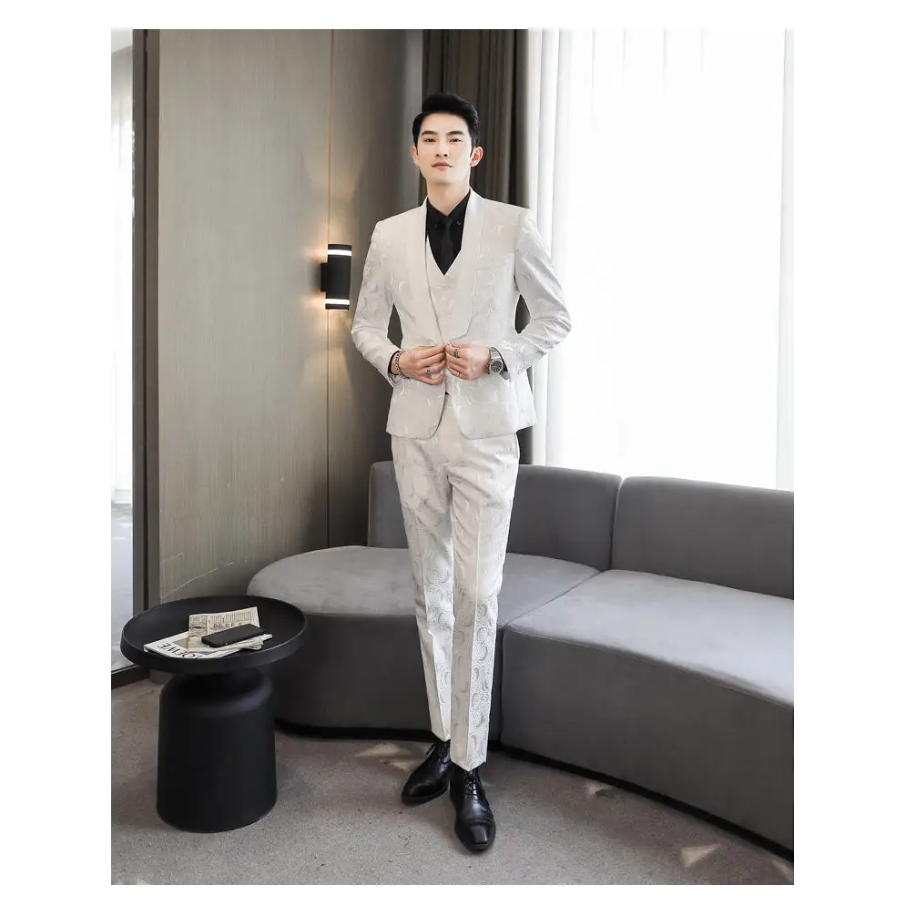 Wedding Embossed Dress Suit Three-piece Suit For Men Beyond Trends Hub
