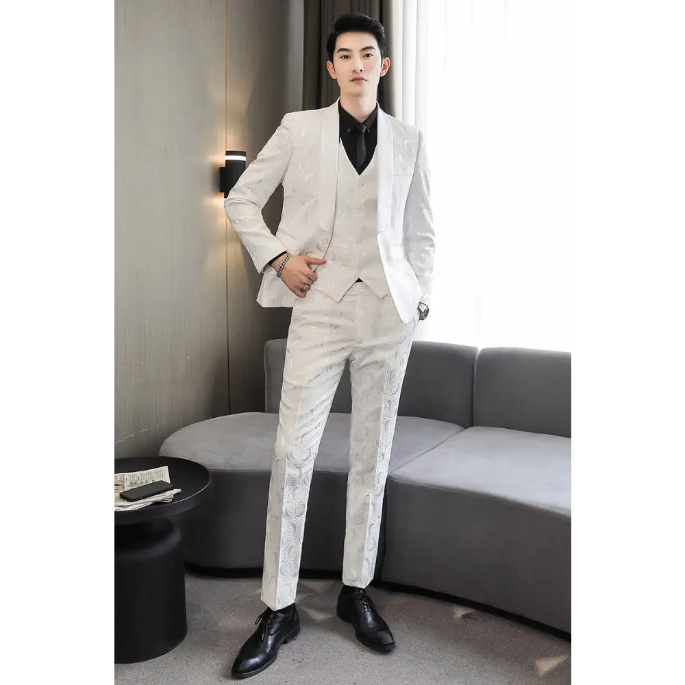 Wedding Embossed Dress Suit Three-piece Suit For Men Beyond Trends Hub