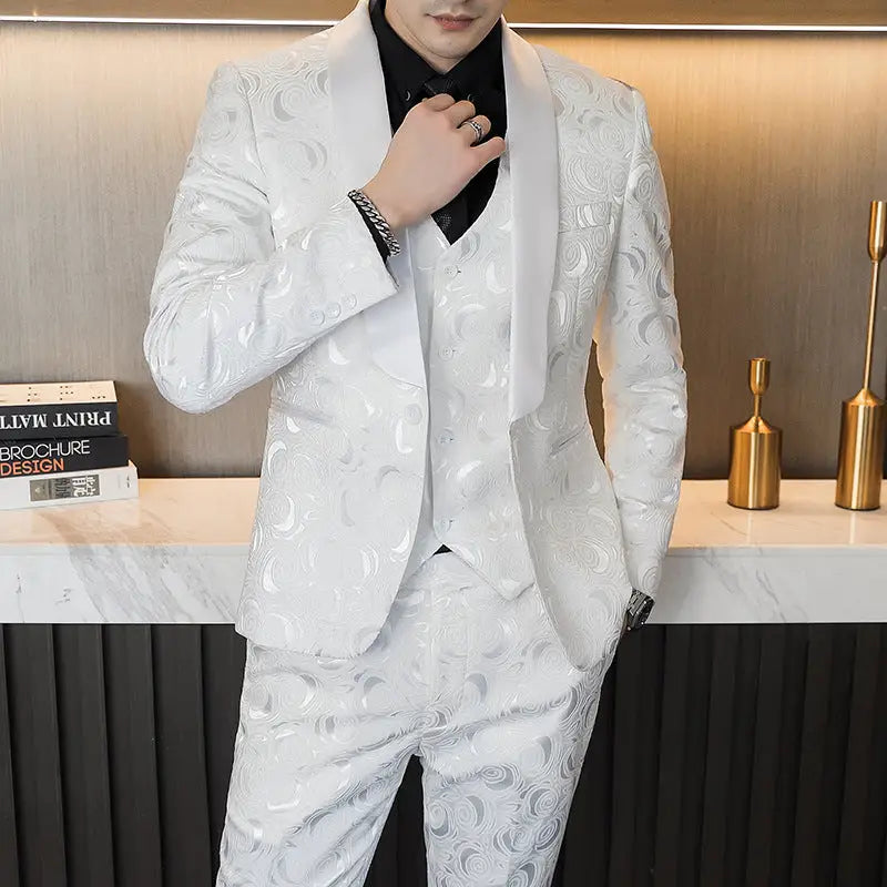 Wedding Embossed Dress Suit Three-piece Suit For Men Beyond Trends Hub