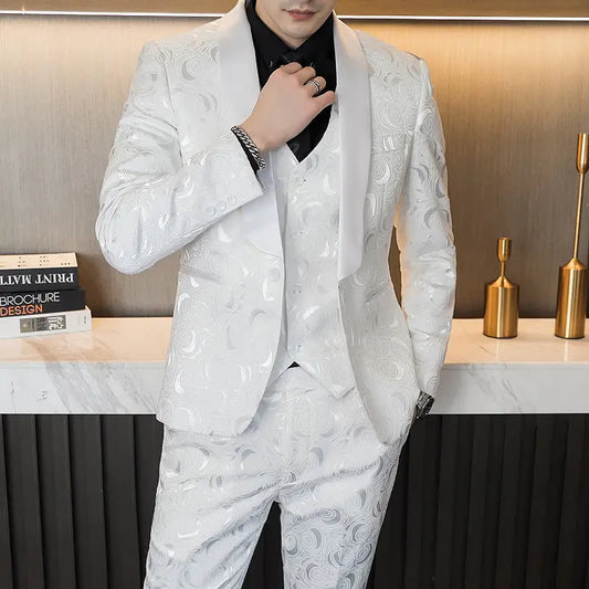 Wedding Embossed Dress Suit Three-piece Suit For Men Beyond Trends Hub