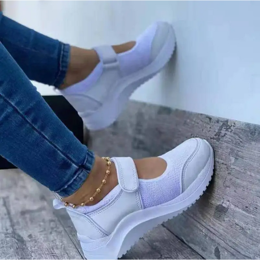 Wedge Velcro Casual Plus Size Sports Women’s Shoes - White / 35size - 4