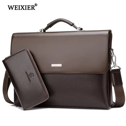 WEIXIER Brand Men High Quality Microfiber Synthetic Leather Tote Fashion Male Bag Messenger Business Handbag Laptop