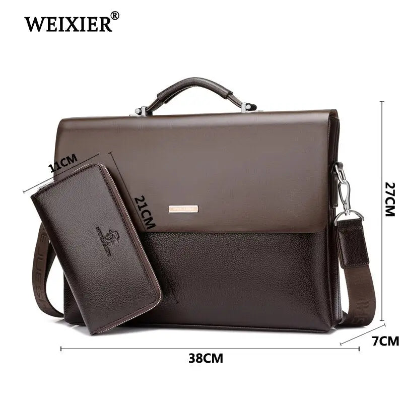 WEIXIER Brand Men High Quality Microfiber Synthetic Leather Tote Fashion Male Bag Messenger Business Handbag Laptop