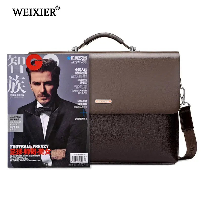WEIXIER Brand Men High Quality Microfiber Synthetic Leather Tote Fashion Male Bag Messenger Business Handbag Laptop