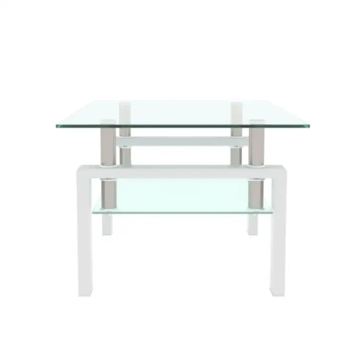White Coffee Table Clear Coffee Table Modern Side Center Tables For Living Room Living Room Furniture - White - 5