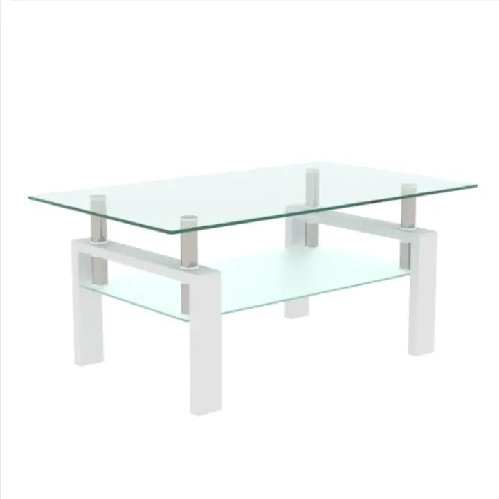 White Coffee Table Clear Coffee Table Modern Side Center Tables For Living Room Living Room Furniture - White - 5
