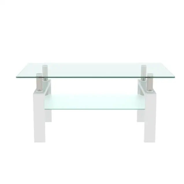White Coffee Table Clear Coffee Table Modern Side Center Tables For Living Room Living Room Furniture - White - 5