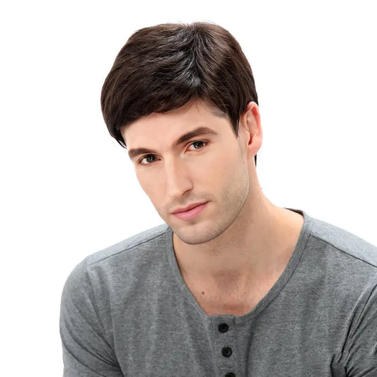 Wig Men's Side Bangs Short Straight Hair Chemical Fiber Full-head Wig - Beyond Trends Hub 