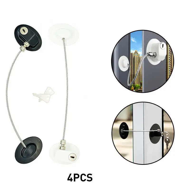 Window Security Chain Lock Window Cable Lock Restrictor Multifunctional Window Lock Door Security Guard for Baby Safety 1Pcs - Beyond Trends Hub 