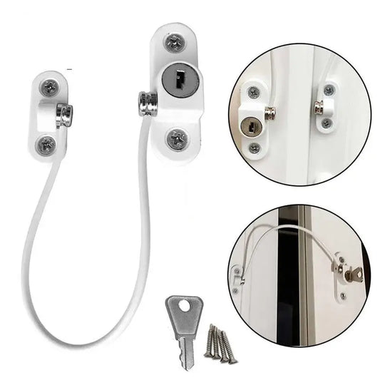 Window Security Chain Lock Window Cable Lock Restrictor Multifunctional Window Lock Door Security Guard for Baby Safety 1Pcs - Beyond Trends Hub 