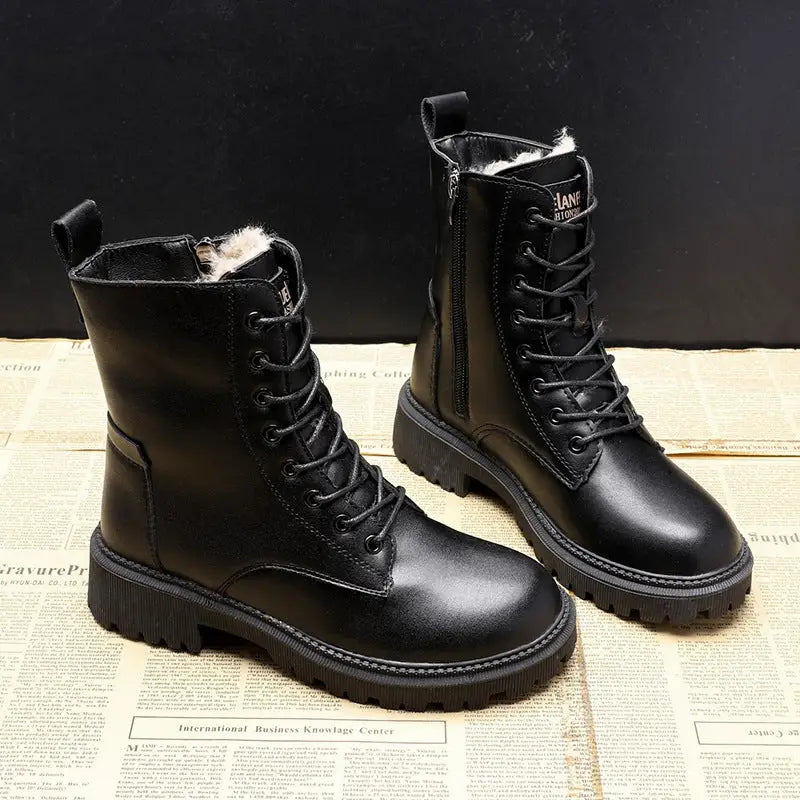 Winter All-matching Flat Bottom Thickened Booties Cotton-padded Shoes With Velvet Beyond Trends Hub