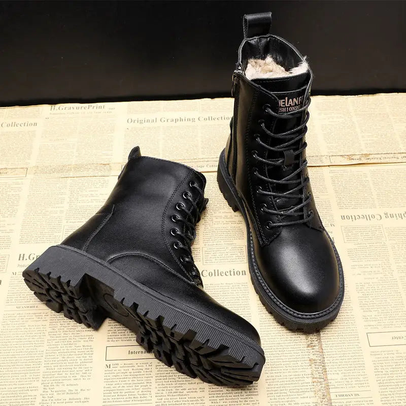 Winter All-matching Flat Bottom Thickened Booties Cotton-padded Shoes With Velvet Beyond Trends Hub