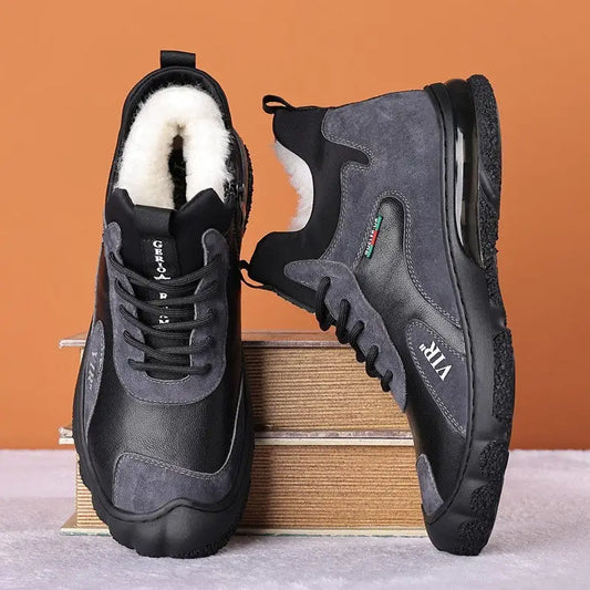 Winter Fleece-lined Thick High Waist Casual Cotton-padded Shoes Men’s Hiking Shoes