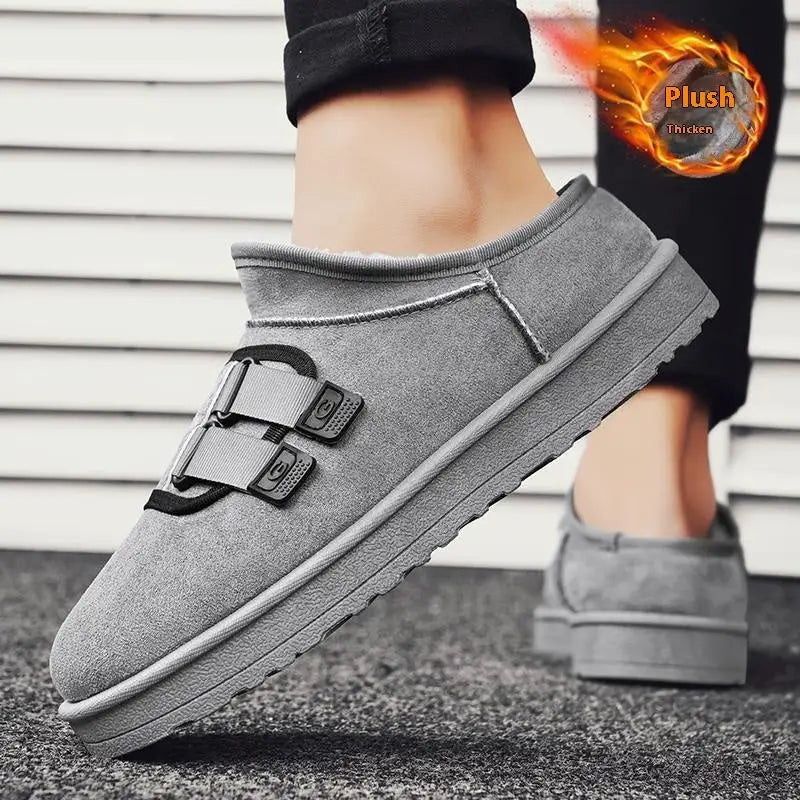 Winter Half Slippers Men's Shoes Fleece-lined Thick Beyond Trends Hub