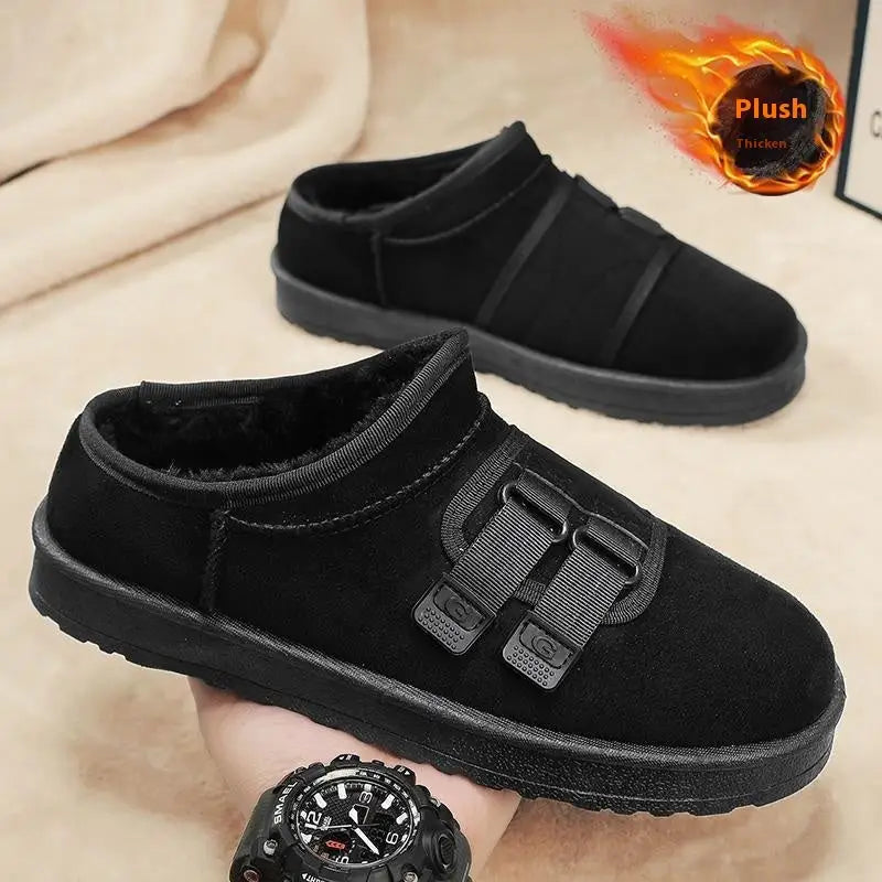 Winter Half Slippers Men's Shoes Fleece-lined Thick Beyond Trends Hub
