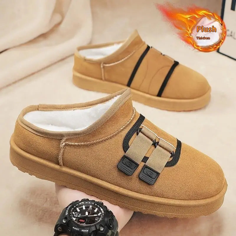 Winter Half Slippers Men's Shoes Fleece-lined Thick Beyond Trends Hub