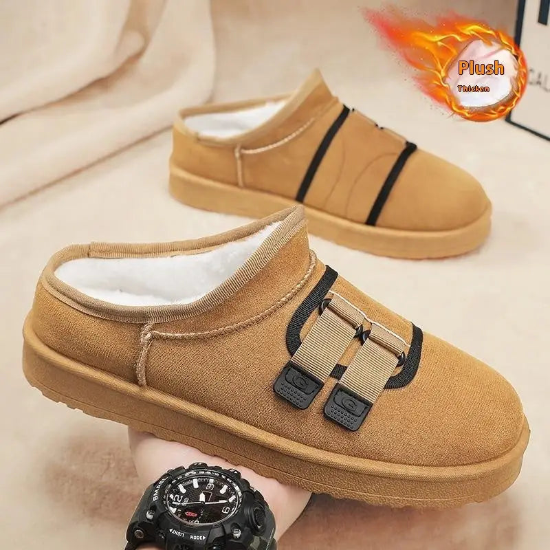 Winter Half Slippers Men's Shoes Fleece-lined Thick Beyond Trends Hub