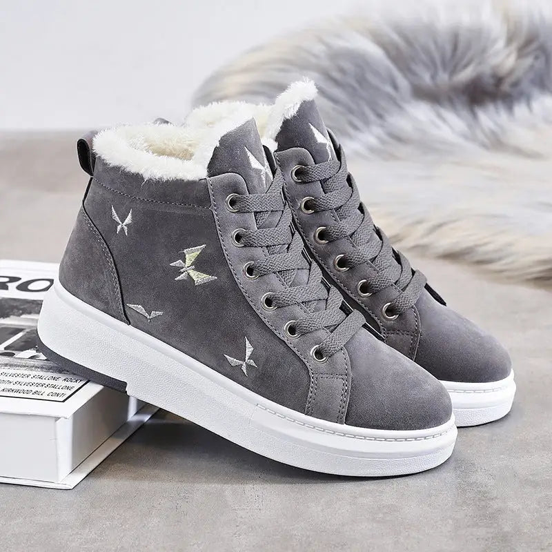 Winter plus velvet sneakers - Grey / 38