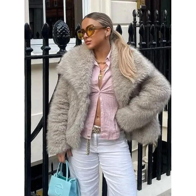 Winter Plush Coat Fashion Thicken Lapel Outwear Casual Long Sleeve Tops Womens Clothing Beyond Trends Hub