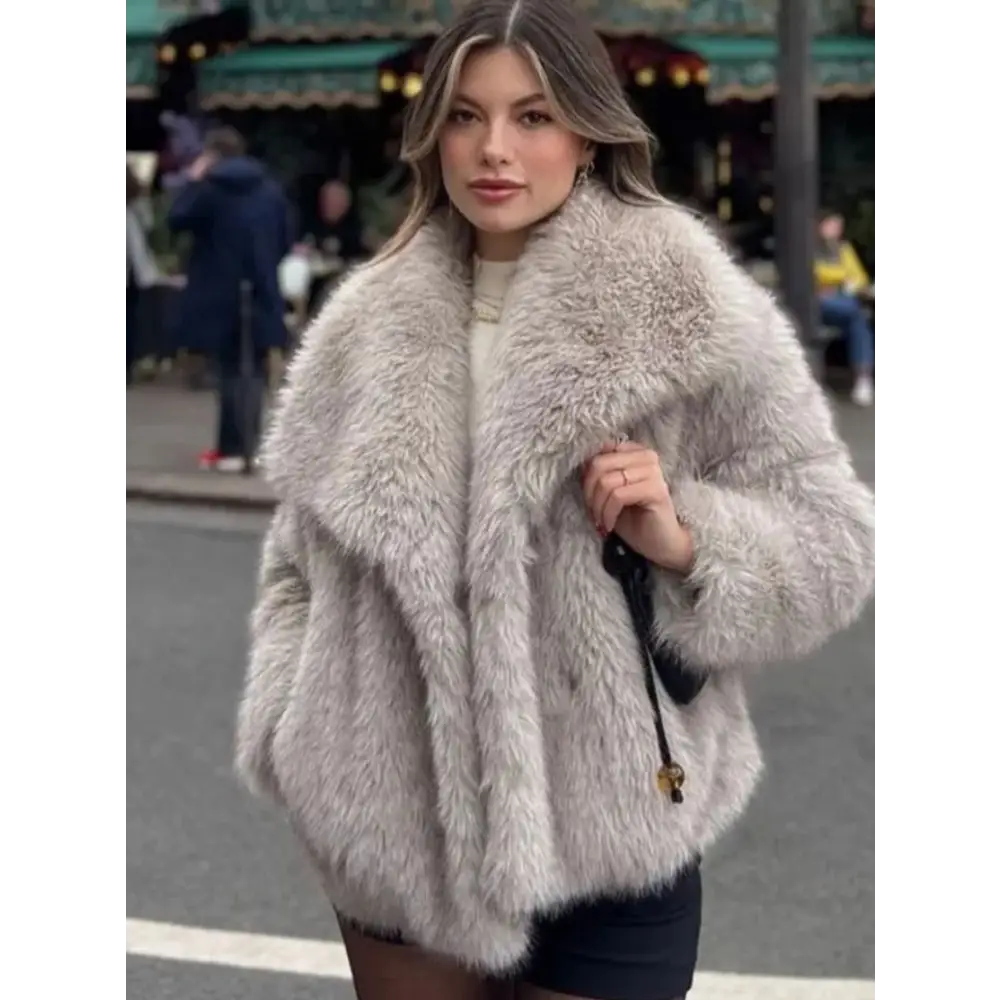Winter Plush Coat Fashion Thicken Lapel Outwear Casual Long Sleeve Tops Womens Clothing Beyond Trends Hub