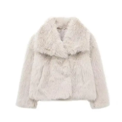 Winter Plush Coat Fashion Thicken Lapel Outwear Casual Long Sleeve Tops Womens Clothing Beyond Trends Hub