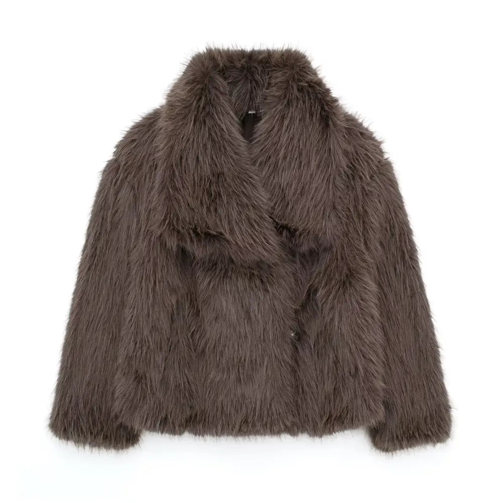 Winter Plush Coat Fashion Thicken Lapel Outwear Casual Long Sleeve Tops Womens Clothing Beyond Trends Hub
