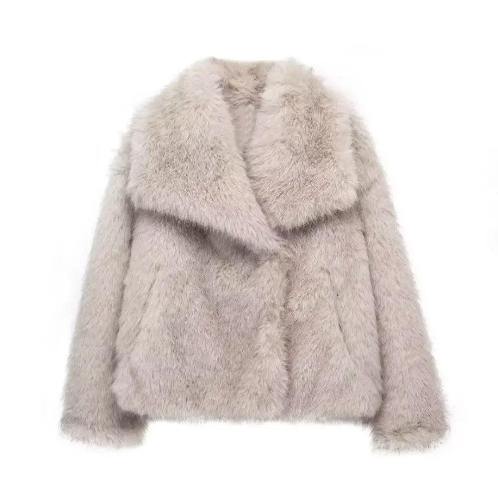 Winter Plush Coat Fashion Thicken Lapel Outwear Casual Long Sleeve Tops Womens Clothing Beyond Trends Hub