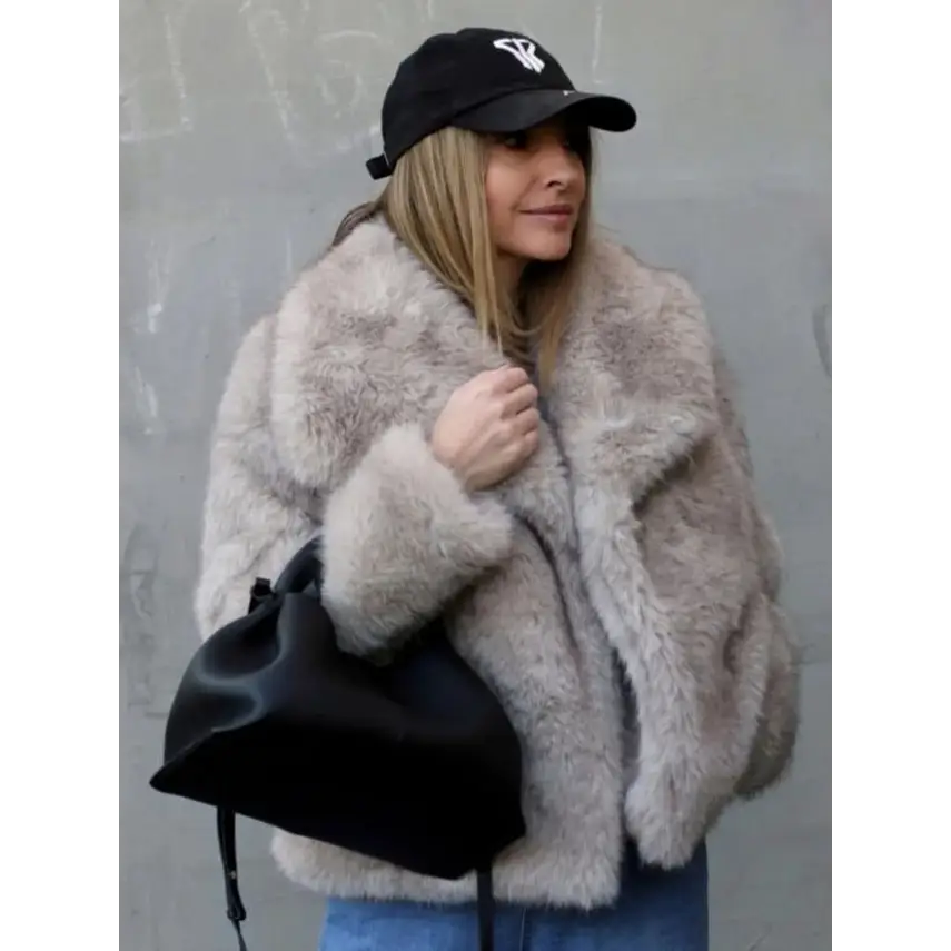 Winter Plush Coat Fashion Thicken Lapel Outwear Casual Long Sleeve Tops Womens Clothing Beyond Trends Hub