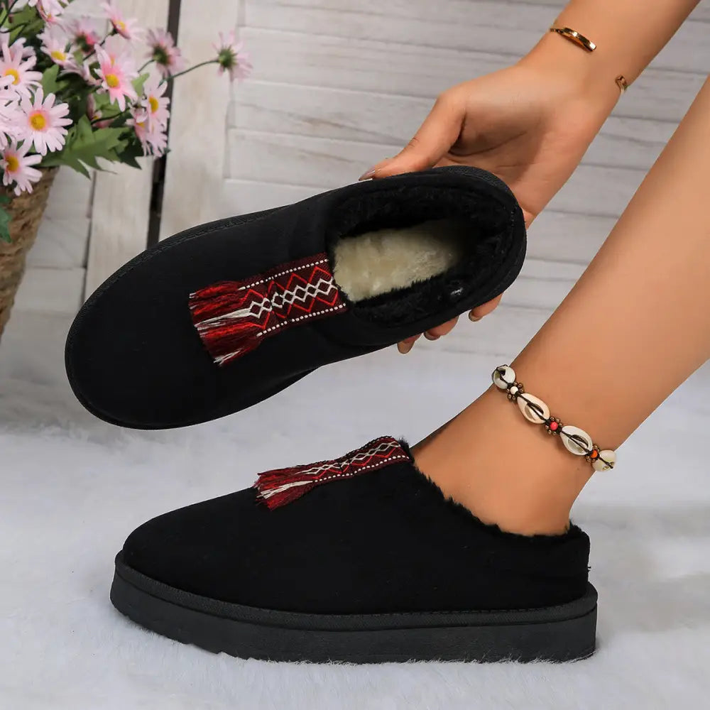 Winter Plush Home Slippers Fashion Round Toe Flat Suede Garden Shoes Indoor Warm Floor Bedroom Slipper For Women Beyond Trends Hub