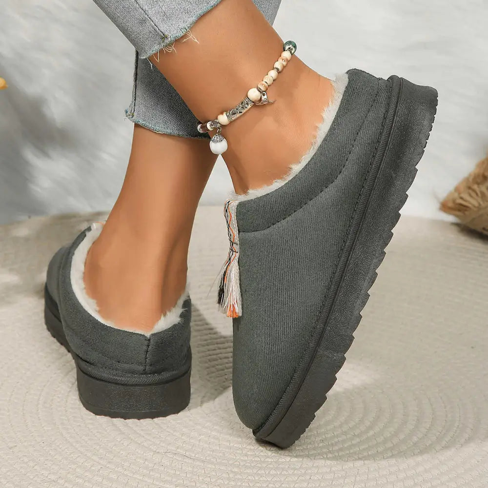Winter Plush Home Slippers Fashion Round Toe Flat Suede Garden Shoes Indoor Warm Floor Bedroom Slipper For Women Beyond Trends Hub