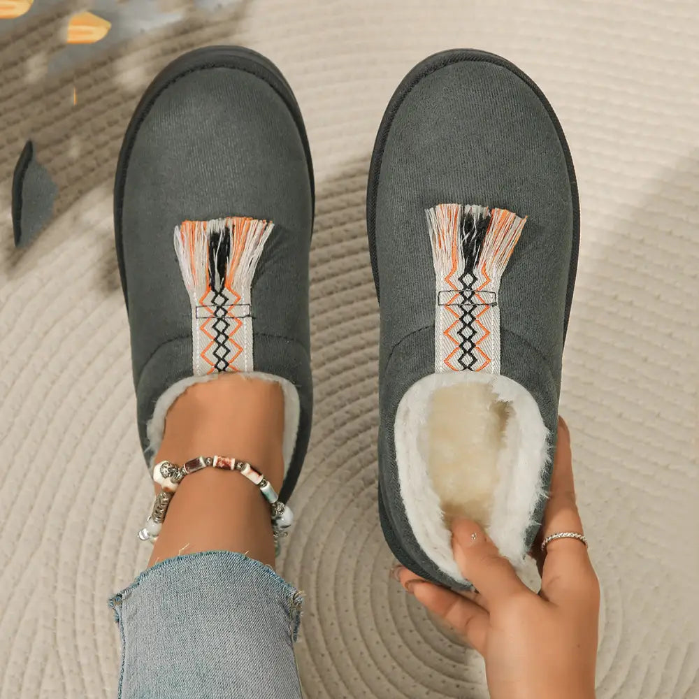 Winter Plush Home Slippers Fashion Round Toe Flat Suede Garden Shoes Indoor Warm Floor Bedroom Slipper For Women Beyond Trends Hub