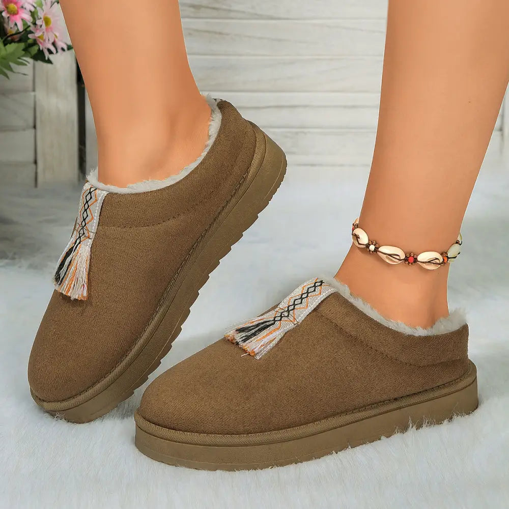 Winter Plush Home Slippers Fashion Round Toe Flat Suede Garden Shoes Indoor Warm Floor Bedroom Slipper For Women Beyond Trends Hub