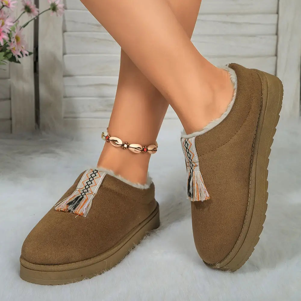 Winter Plush Home Slippers Fashion Round Toe Flat Suede Garden Shoes Indoor Warm Floor Bedroom Slipper For Women Beyond Trends Hub