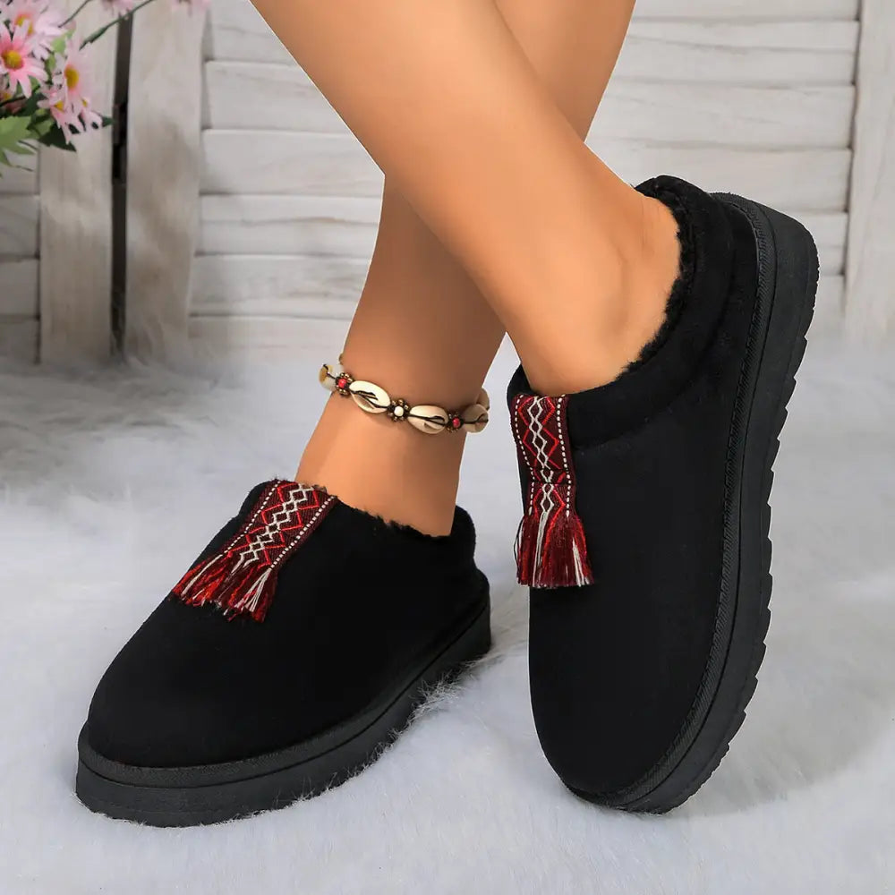 Winter Plush Home Slippers Fashion Round Toe Flat Suede Garden Shoes Indoor Warm Floor Bedroom Slipper For Women Beyond Trends Hub